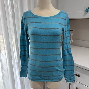 Blue and Gray Striped Sweater